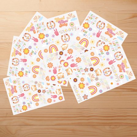 12 ark Hippie midlertidige tatoveringer Trendy Hippie blomst tatovering klistremerke ansiktstatoveringer for voksne og barn Kjærlighet og fredsskilt 