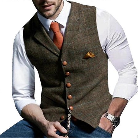 Rutete V-hals Vest Slim Classic for Menn (Ruipei)