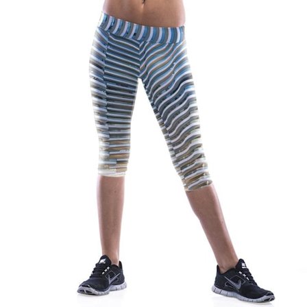 Blå Randiga Capri Leggings