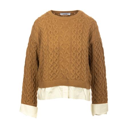 Kaos Round-neck Strik Brun, Dame Striktrøjer