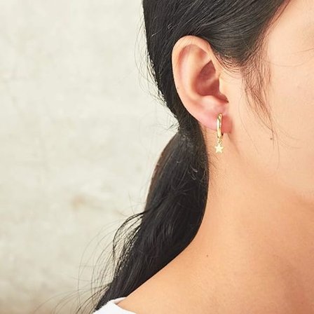 Guldbelagte Øreringe med Stjernevedhæng