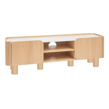 TV-bord med 2 låger, marmorlook, 160 cm