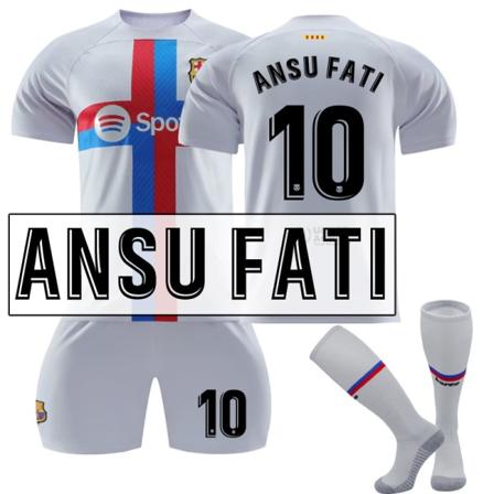 22 Barcelona skjorte 2 bortekamp NR. 10 Ansu Fati skjortesett #28