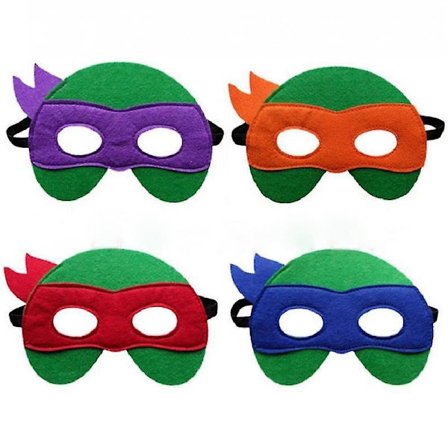 Halloween tegneseriepledd for Teenage Mutant Ninja Turtles-masker, pakke med 4 - Perfekt