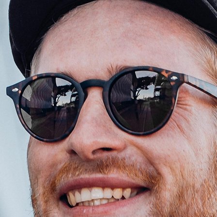 Wade Mønstrede og Grå Solbriller for menn - Runde Solbriller