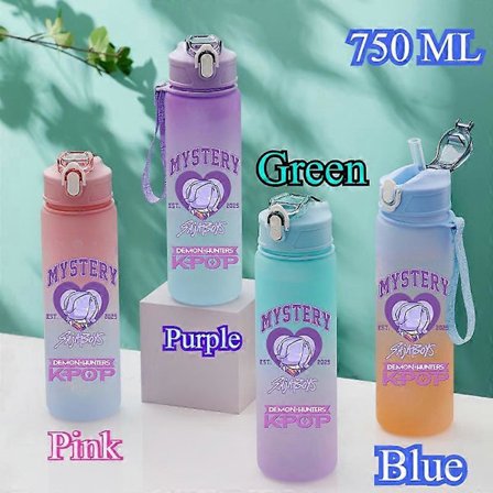 750ML KPop Demon Hunters Gradient Vandflaske - HUNTR/X Rumi Mira Zoey Jinu Børnegave, Bærbar Drikkeflaske