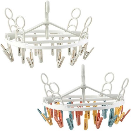 Sokketørrer med klemmer, Sokkeophæng, Multihænger, Blæksprutte Tøjstativ til Sokker, Undertøj og Tøj 2 stk med 24 Klemmer[CO]