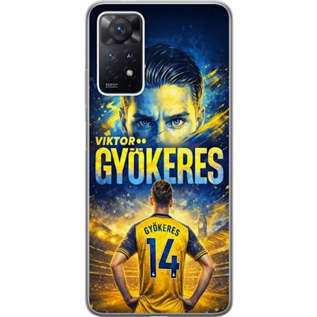 Yhteensopiva Puhelinkuori Xiaomi Xiaomi Redmi Note 11 Pro Viktor Gyökeres jalkapallojuliste keltaisella ja sinisellä värimaailmalla, dramaattinen s