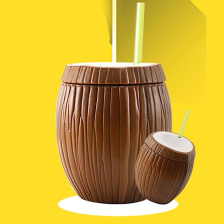 Hedelmän muotoinen kuppi, kaksinkertainen olki, kylmäeristys, vuototiivis muovikupin kesätyyppiin 2 300 ml-500 ml