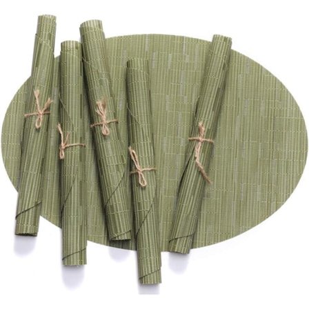 6 ovale bordbrikker Slitesterke og varmebestandige bordbrikker (grønne)