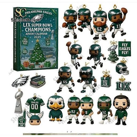 Eagles Super Bowl Champions Blind Box, juletræsdekoration, akrylvedhæng, samlerobjekt julepynt