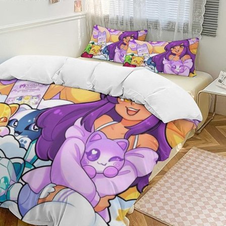 Aphmau 2 Sengesæt Dynebetræk Mikrofiber Sengesæt Letvægts 3 Dele Dynesæt, 1 Dynebetræk Og 2 Pudebetræk til Børn