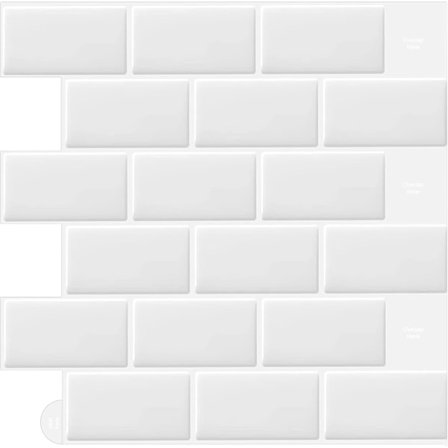 10 ark 3D Självhäftande Väggplattor, Skala och Fäst Väggplattor, Stänkskyddsplattor, Metro Tunnelbaneplattor Fäst på Plattor för Kök & Badrum-FF-