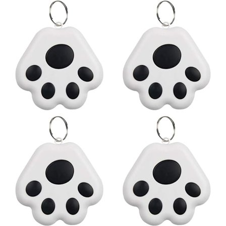 4 svarte og hvite mini Bluetooth kjæledyrsporere - katt / hund GPS