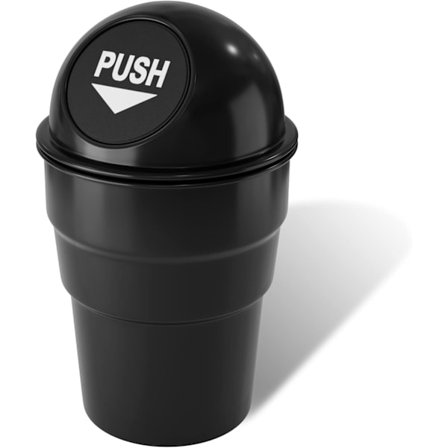 Mini Bil Papirkurv Søde Kopholder Bil Skraldespande Kopholder Papirkurv Bærbar Fartøj Bin Skraldespand med Låg Tæt Cool til Kontor Skrivebord Sort