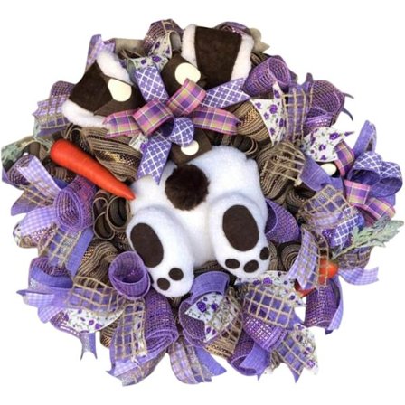 Påske-dørkrans med kaninrumpeører-dekorasjon, påskekanin-krans, inngangsdørrekvisita D