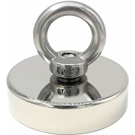 Neodymmagnet 140 kg dragkraft, diameter 60 mm, magneter med kraftiga lyftöglor för industri och vetenskap, magnetfiske.pa