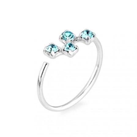 1 st. 8 mm Näspiercing ring i silver med blue CZ