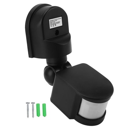 Svart väggmonterad rörelsesensor Automatisk skymning till gryning 110V‐240V AC Rörelse PIR-sensor 120 graders LED-styrd radarsensor