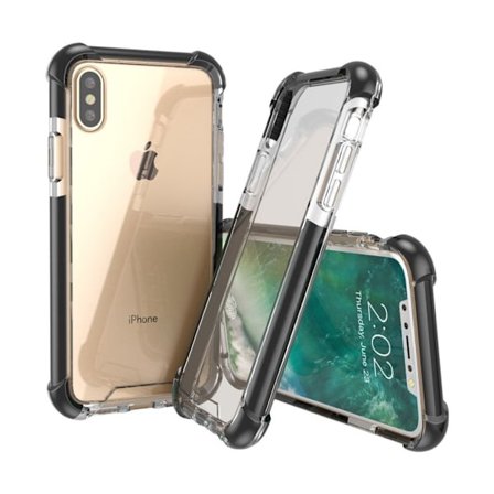 iPhone X Genomskinligt skal med färgad kant - Svart vit