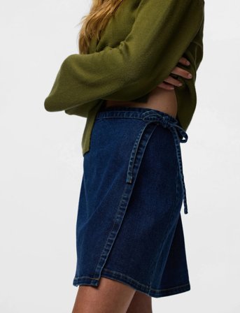 Pieces Pcflora Mw Wrap Denim Skirt Noos - Blue - XL