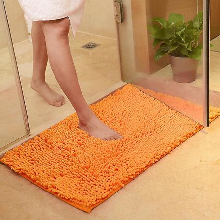 Badrumsmatta, Chenille Superabsorberande halkfri bekväm badrumsmatta badrumsmatta duschmatta (60*90cm, Orange)