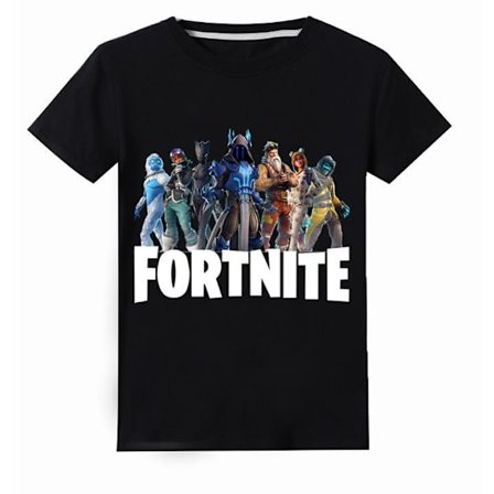 T Shirt med Fortnite Tryck Svart Fäger Storlekar 130-150 för Barn