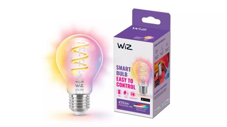 WiZ Klar 40W A60 E27 RGB Lyspære Filament, Smart LED-belysning, Farget og hvitt lys, Gjennomsiktig, Wi-Fi