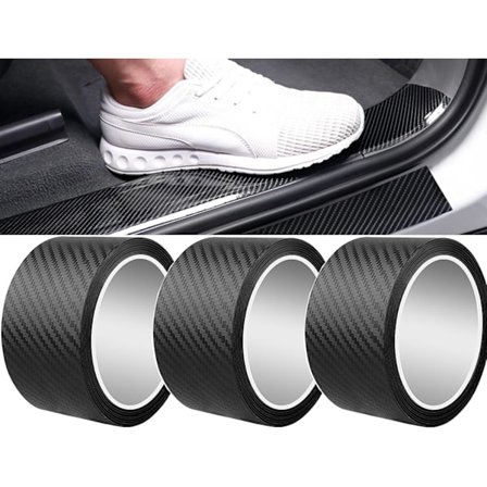 3 st Kolfiber Dörrtröskelskydd Klistermärken Lackskyddsfilm för Bil Motorcykel Cykel DIY 7cm x 3m