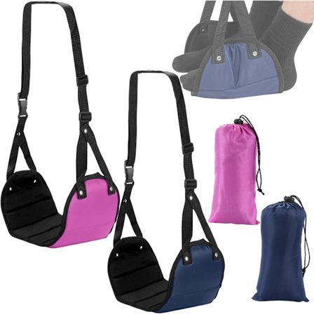 Rød + Blå 2stk Fly Fodskammel, Justerbar Fod Hængekøje, Rejse Fodskammel, Fly Tr