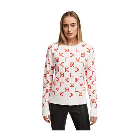 Karl Lagerfeld Reversible future shirt with all-over printing Hvid, Dame Sweatshirts
