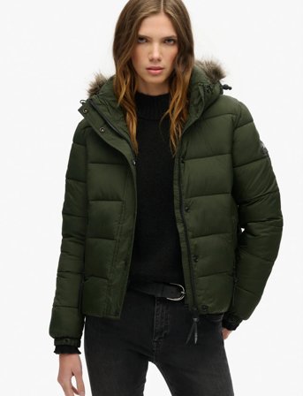 Superdry Sport Vintage Hooded Mid Layer Short - Green - L