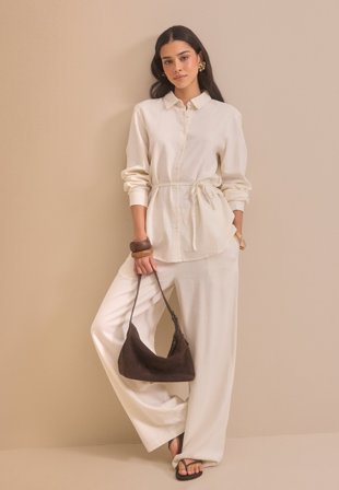 BUBBLEROOM - Linen Trousers - Light beige