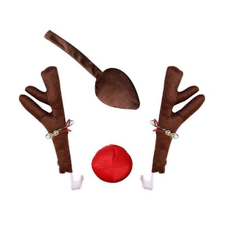 Reinsdyrdekorasjon Bil Kjøretøy Nese Horn Kostymesett Rudolf Jul Reinsdyr Gevir Rød Nese O