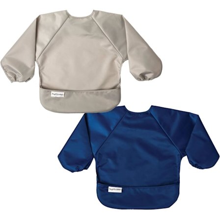 Sølefri Baby-Smekke, 2-pakning Langærmet Smekkeantrekk, Vanntette Smekker for Småbarn, Maskinvaskbar, Trekksikker