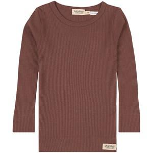 Kids - MarMar Copenhagen Ribbed T-shirt Mahogany 128 cm - Tops - 128 cm - Brown - Mädchen