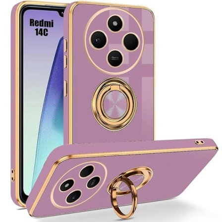 Coque til Xiaomi Redmi 14C - Beskyttelse i blødt silikone med lilla ring