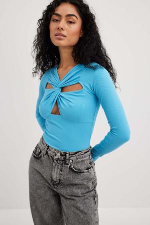 NA-KD Party Haut à détail torsadé - Tops manches longues - Bleu - XX-Small