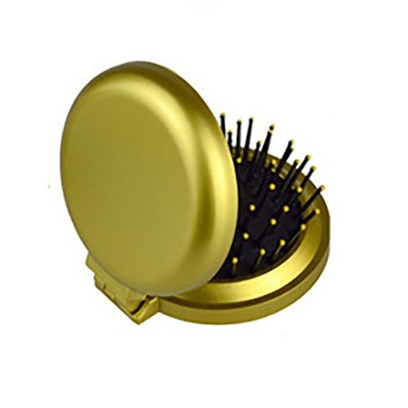 2STK Lille Foldehårbørste Rund Mini Hårbørste GULD