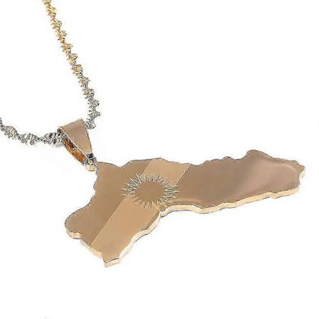 Rustfrit stål guldfarvet Kurdistan kort vedhæng halskæder Trendy kurdisk flag kort kæde smykker[HK]