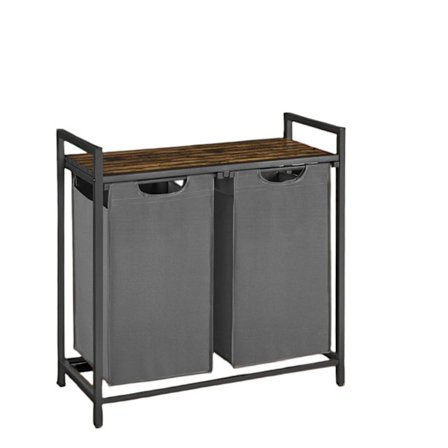 Rootz 2 -fack tvättkorg - tvättsamlare - tvättbox - vintage design med hylla - 73 cm x 33 cm x 72 cm