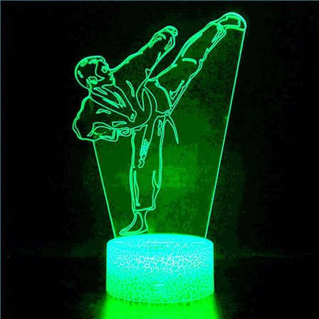 3D Taekwondo Karate Natlys Bordlampe Optisk Illusion Lamper 7 Farveskiftende Lys LED Bordlampe Julegave Hjem Kærlighed Fødselsdag Børn Dekoration 