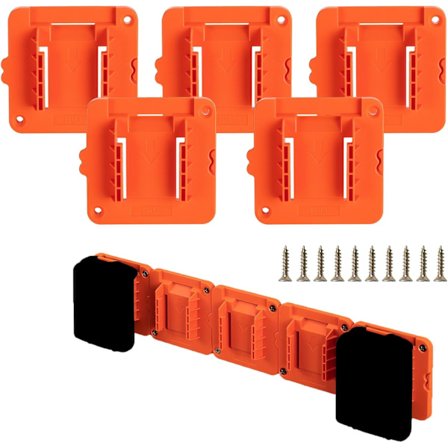 5 kappaleen pakkaus akkutelineitä Black+Decker 20V akun kiinnitysalustoille (10 ruuvia mukana, akut eivät sisälly)