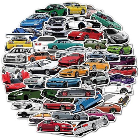 100 stk. vandtætte racerbilklistermærker til bærbar computer JDM-biler Racing Motors Vinylklistermærker til vandflasker Computerklistermærker til 
