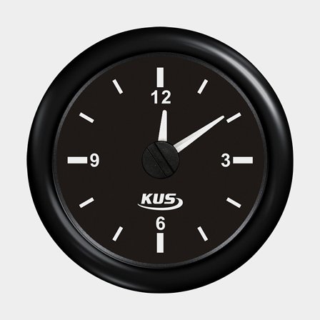 Relógio para painel de instrumentos KUS, antiembaçante, Ø52 mm, 12 V / 24 V, preto