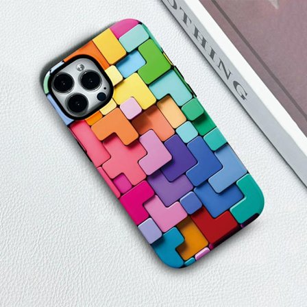 För iPhone Skal - Färgglatt Tetris Hårt Magnetiskt Skal