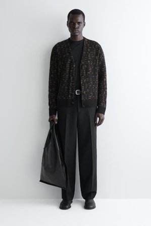 COS Homme Cardigan En Maille Géométrique De Laine-Alpaga in Marron