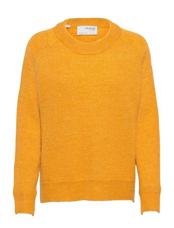 Slflulu Ls Knit O-Neck Yellow Selected Femme