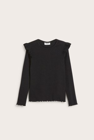 Kappahl | Prążkowany top z długimi rękawami | Czarne
