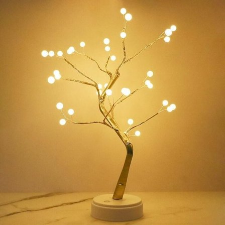 Bonsai LED-bordslampa med uppladdningsbart batteri och USB-strömförsörjning, kopparträddekoration, justerbar grenlampa, nattlampa, bordslampa 36